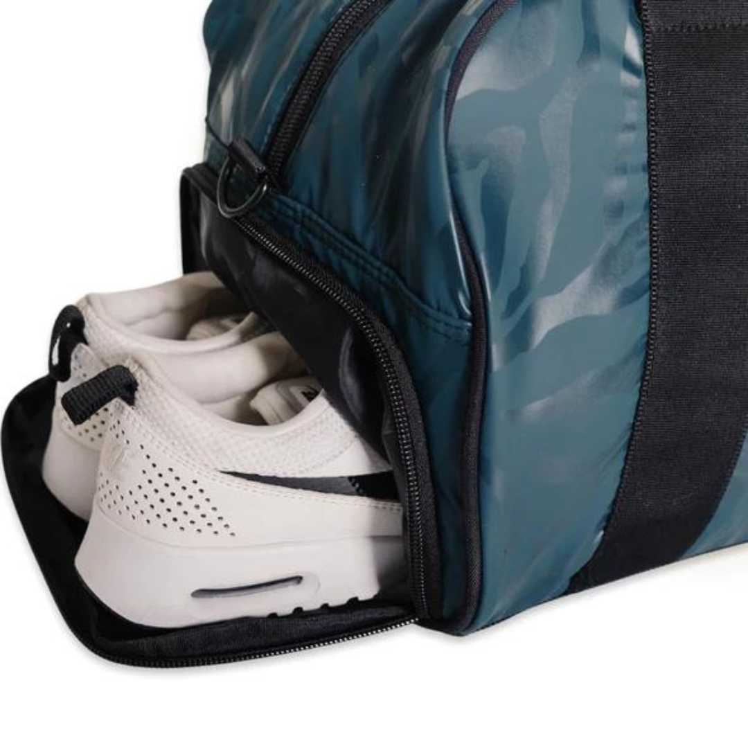 BURNER GYM DUFFEL FOREST ZEBRA LEFT SIDE