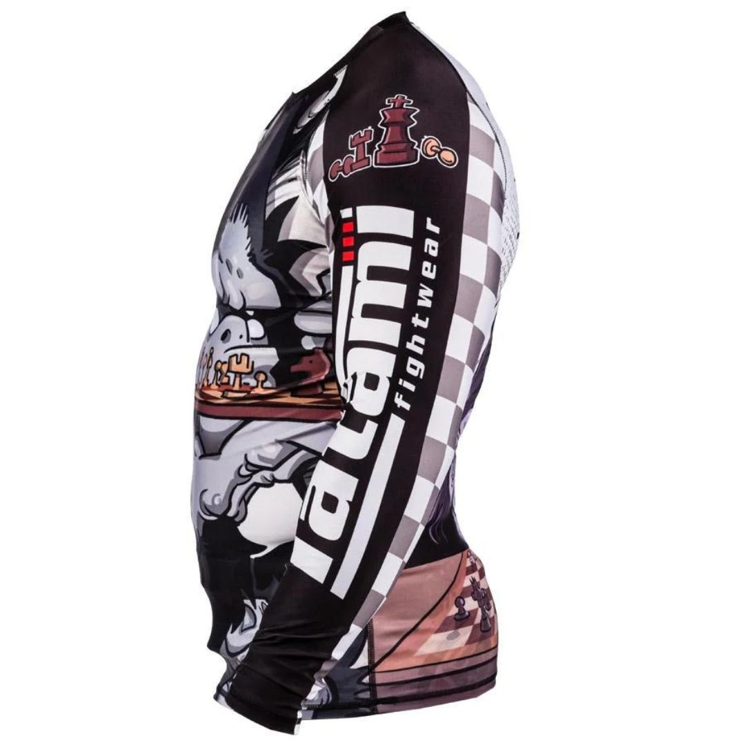 CHESS GORILLA LONG SLEEVE RASH GUARD BLACK LEFT SIDE