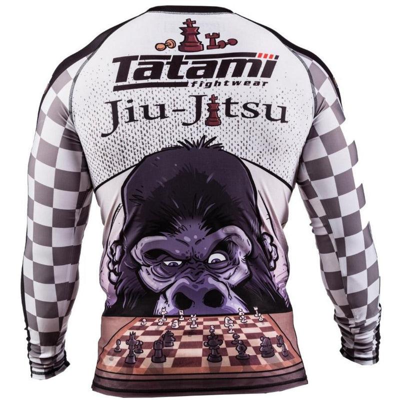 CHESS GORILLA LONG SLEEVE RASH GUARD BLACK BACK SIDE
