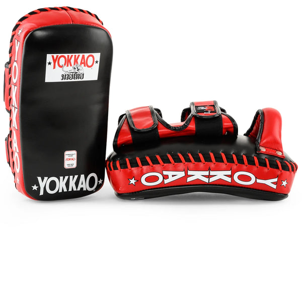 CURVED KICKING PADS RED BLACK LEFT SIDE