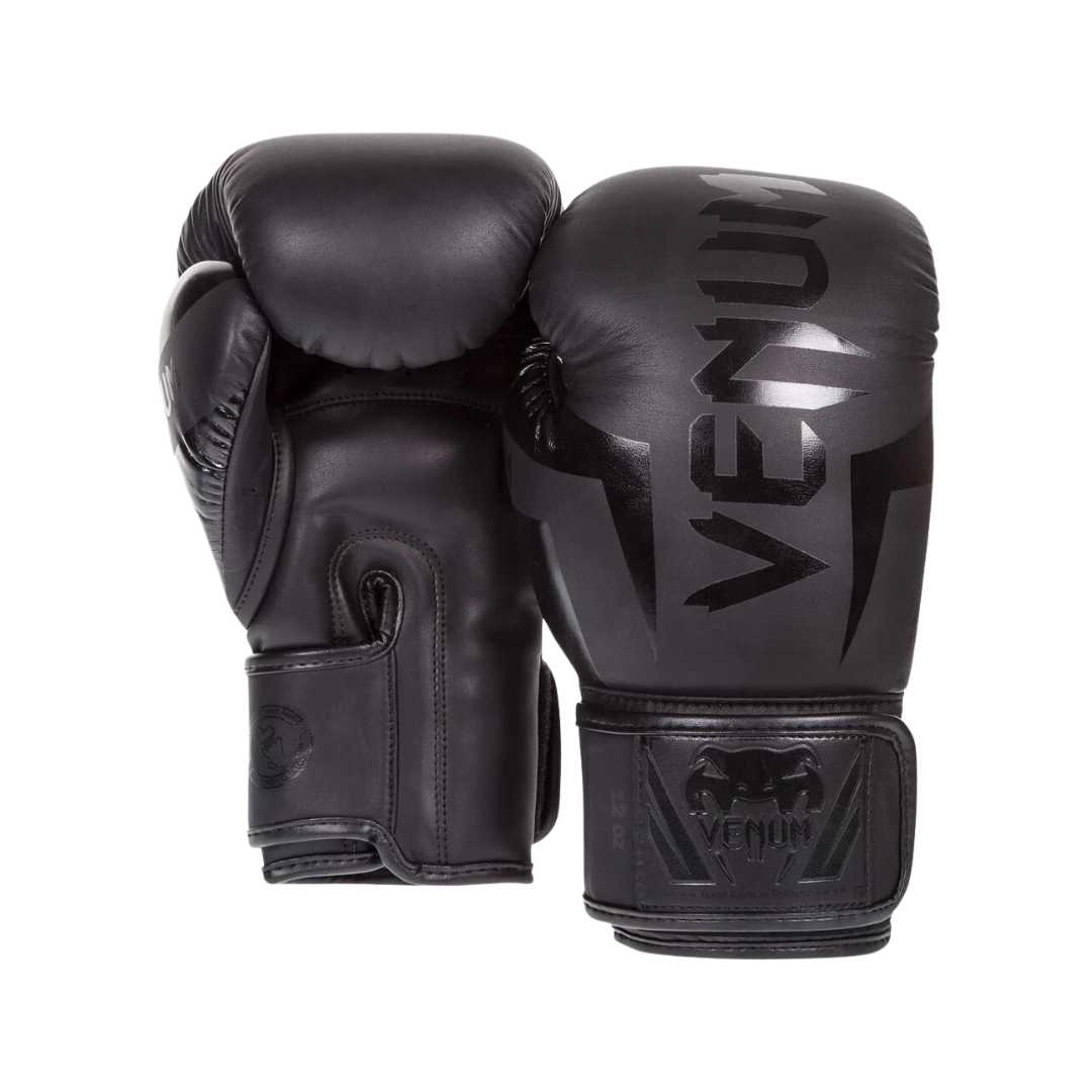 ELITE BOXING GLOVES BLACK FRONT SIDE