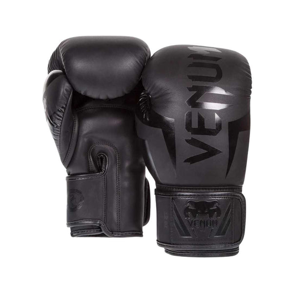 ELITE BOXING GLOVES BLACK FRONT SIDE