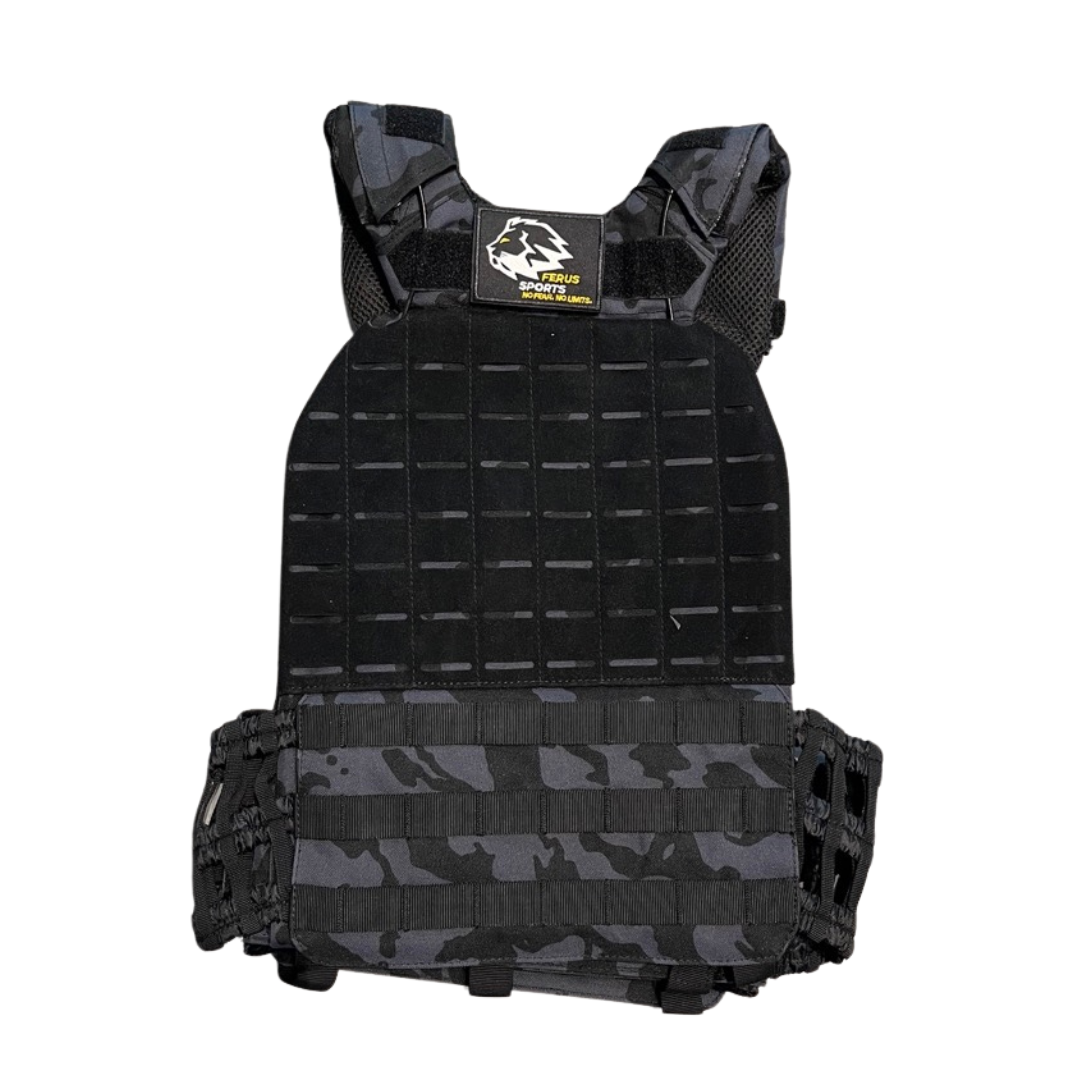FERUS TACTICAL WEIGHTED VEST PHYNTONS BLACK FRONT SIDE