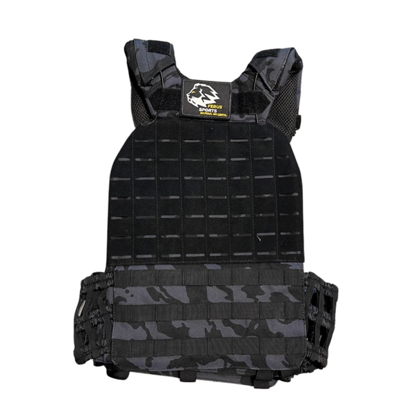 FERUS TACTICAL WEIGHTED VEST PHYNTONS BLACK FRONT SIDE