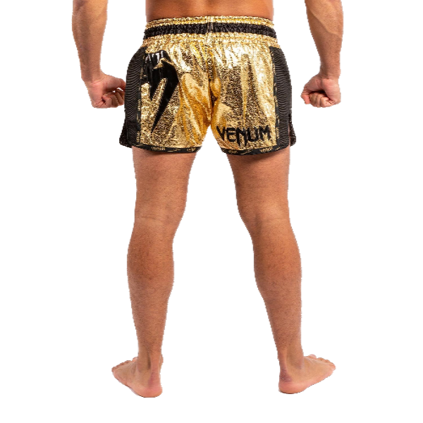 GIANT FOIL MUAY THAI SHORTS GOLD BLACK BACK SIDE