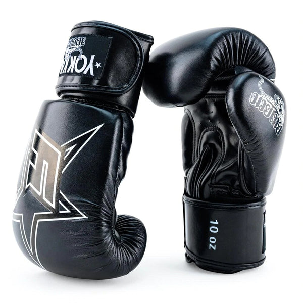 INSTITUTION BOXING GLOVES BLACK FRONT SIDE