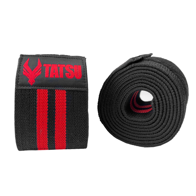 KNEE WRAPS BLACK RED RIGHT SIDE
