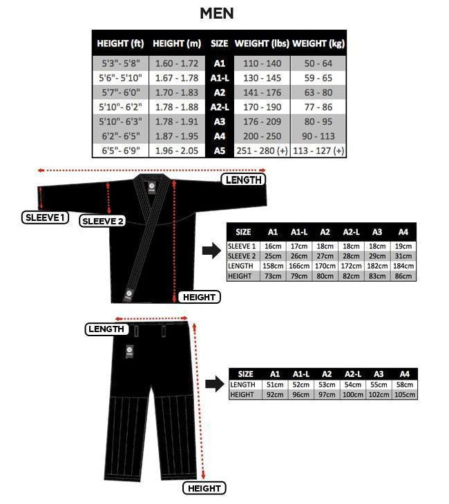 MUNDIAL GI BLUE SIZE CHART