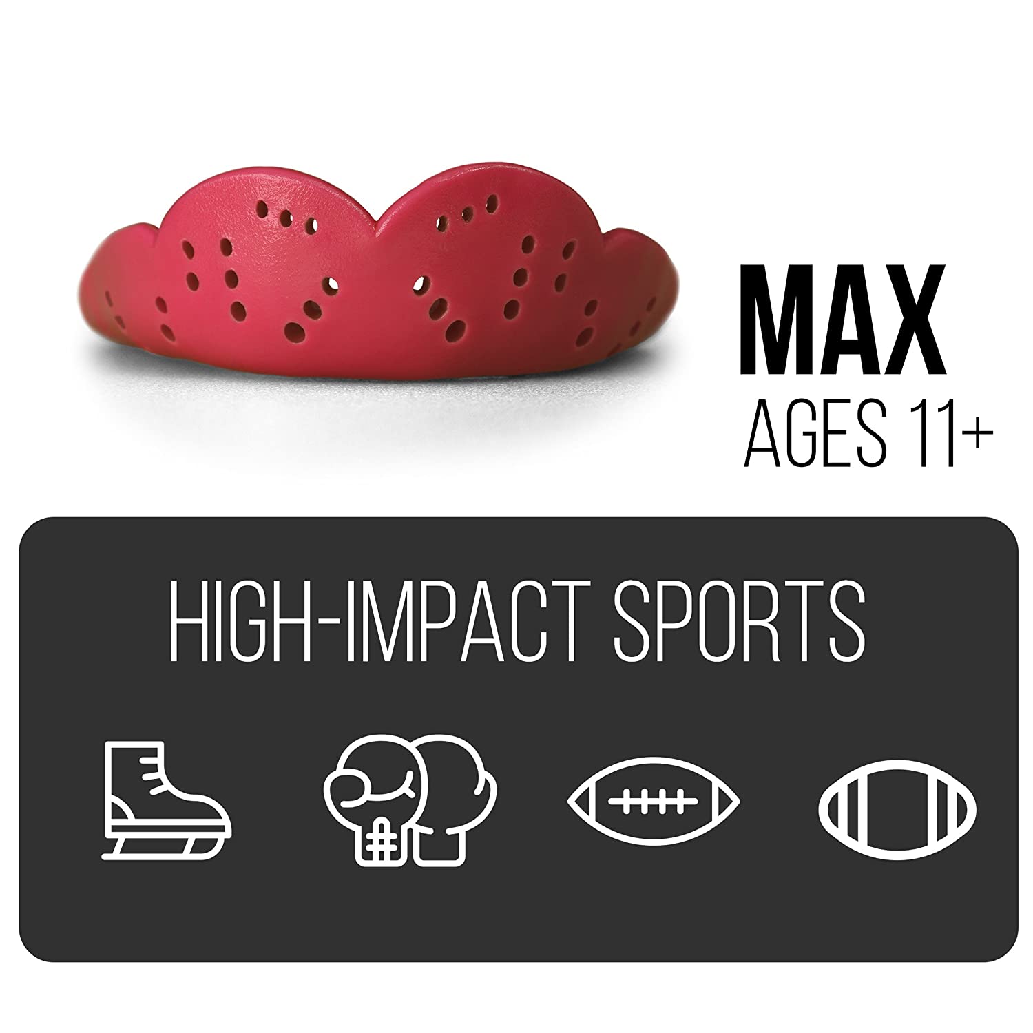 NEXT GEN MAX MOUTH GUARD INTENSE RED LEFT SIDE
