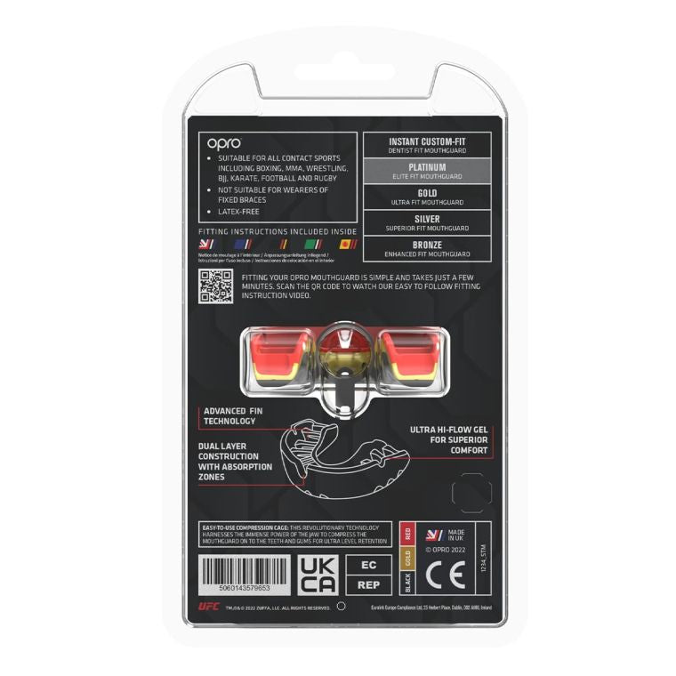 OPRO SELF FIT UFC PLATINUM BLACK GOLD RED BACK SIDE