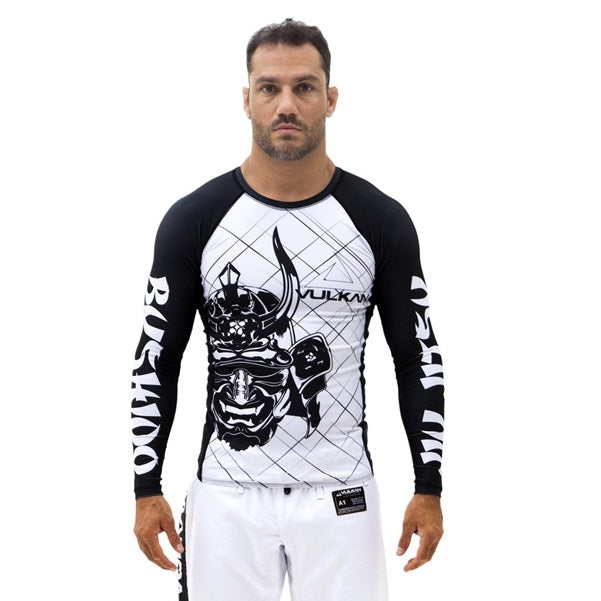 RASH GUARD BUSHIDO BLACK WHITE FRONT SIDE
