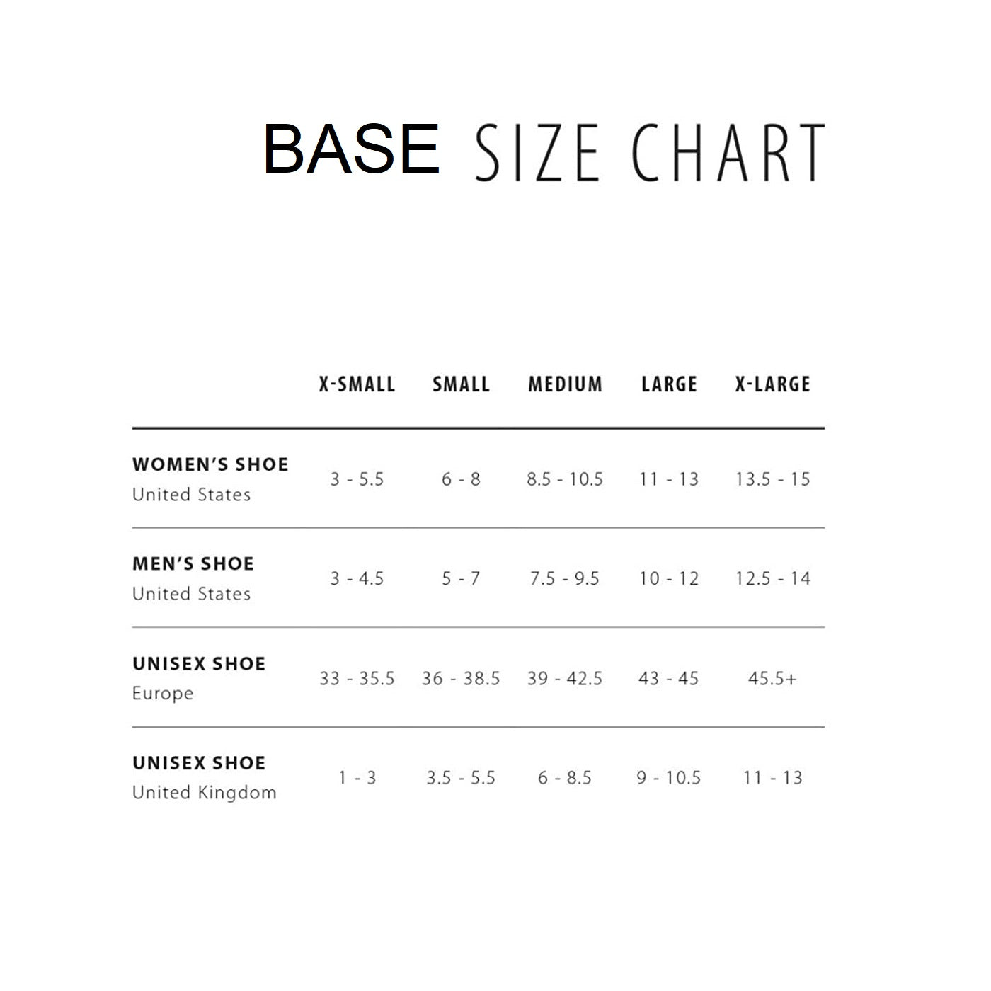 SPORT LOW RISE BLACK SIZE CHART