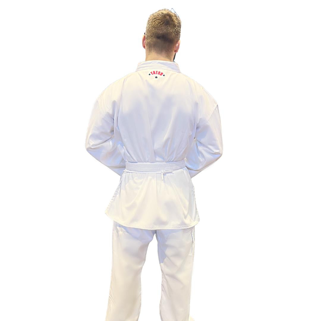 TATSU KARATE UNIFORM ACADEMY WHITE BACK SIDE