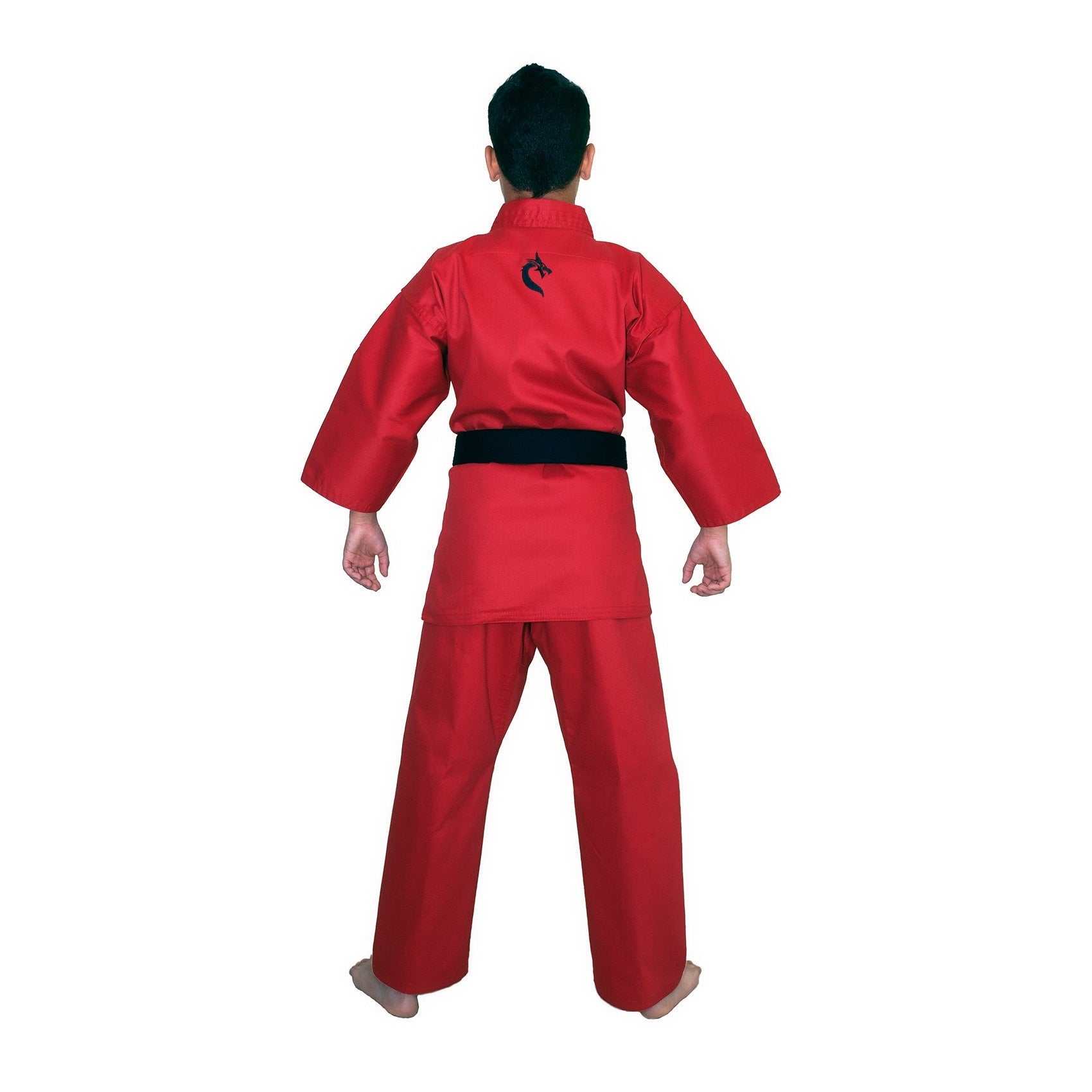 TATSU KARATE UNIFORM RED BLACK DRAGON BACK SIDE