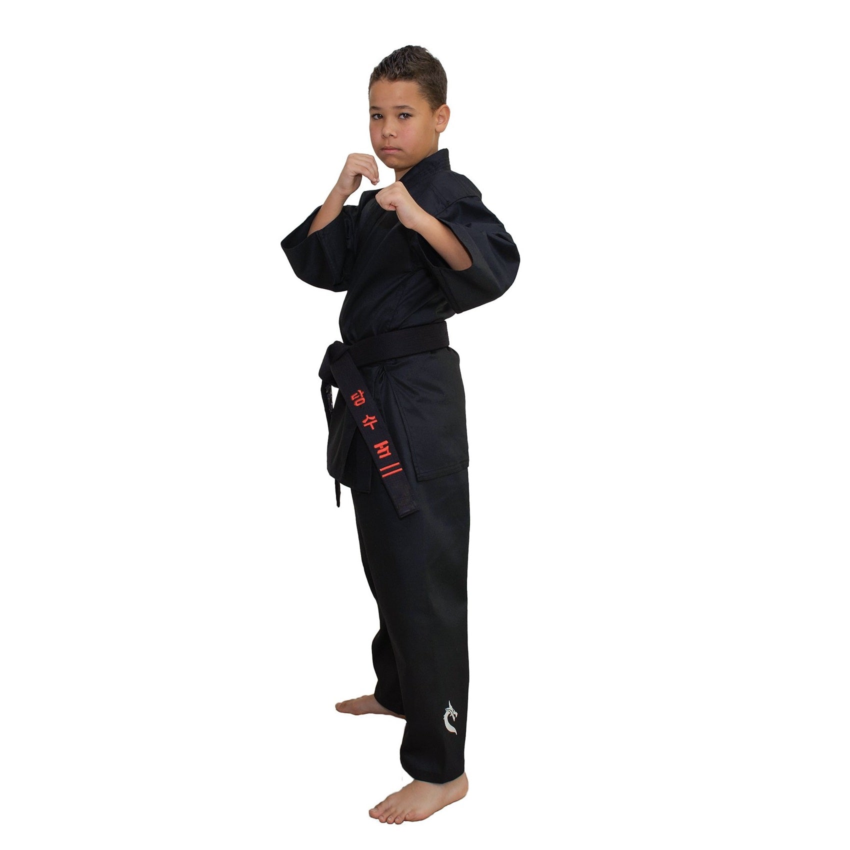 TATSU KARATE UNIFORM WHITE DRAGON FRONT SIDE