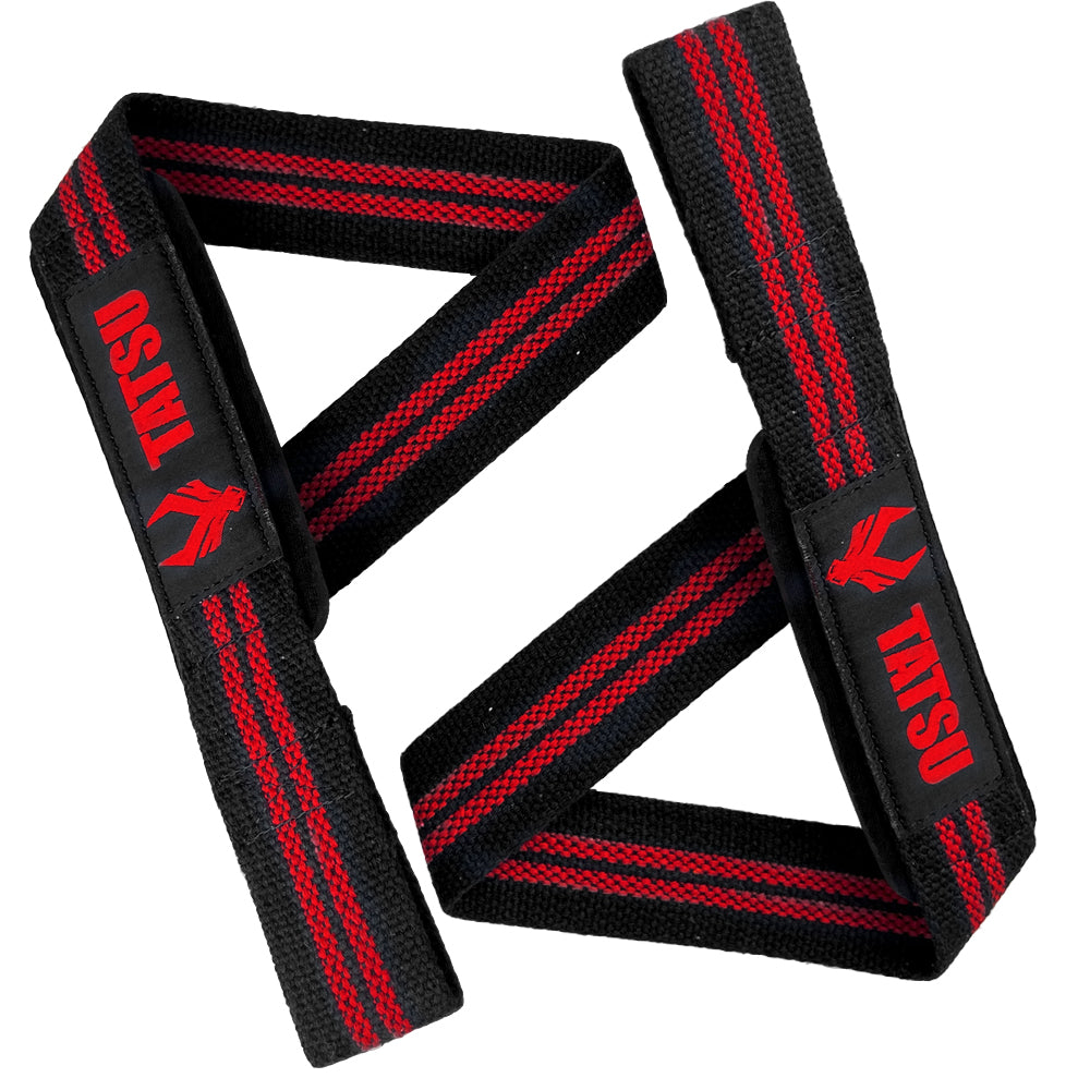 TATSU LIFTING STRAPS BLACK RED FRONT SIDE