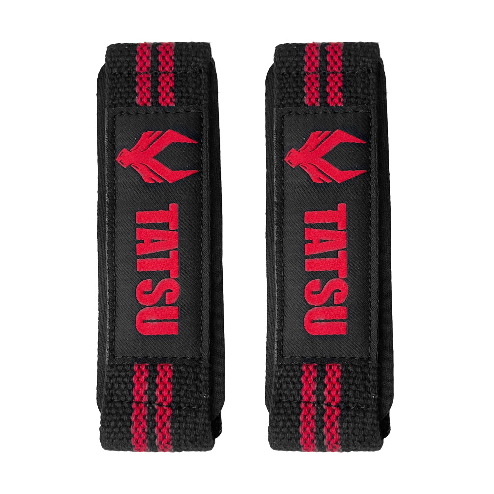 TATSU LIFTING STRAPS BLACK RED BACK SIDE