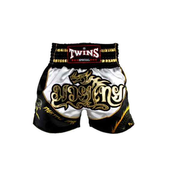 TBS3 DRAGON THAI BOXING SHORTS GOLD FRONT SIDE