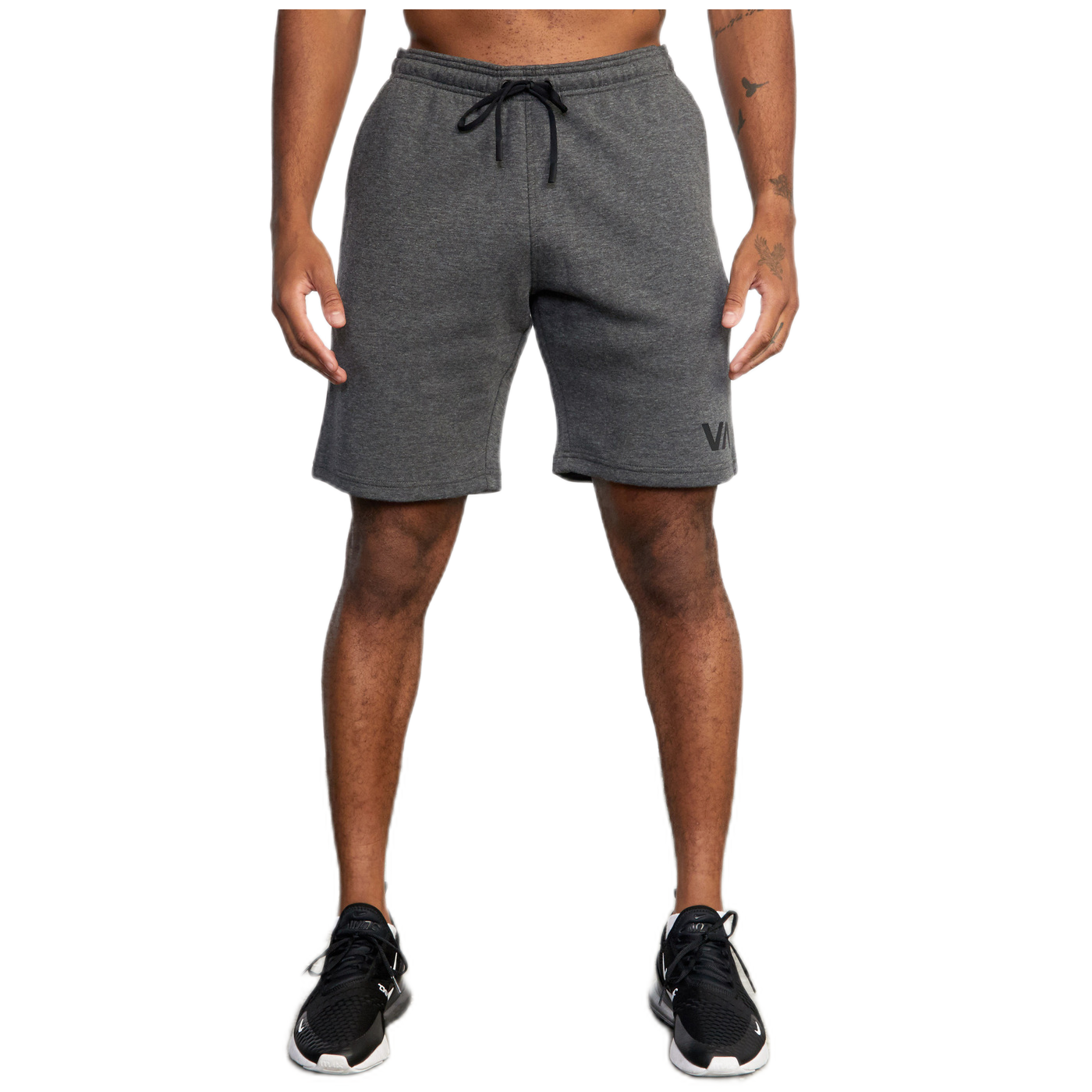 VA SPORT IV SWEAT SHORT SMOKEY GREY HEATHER FRONT SIDE