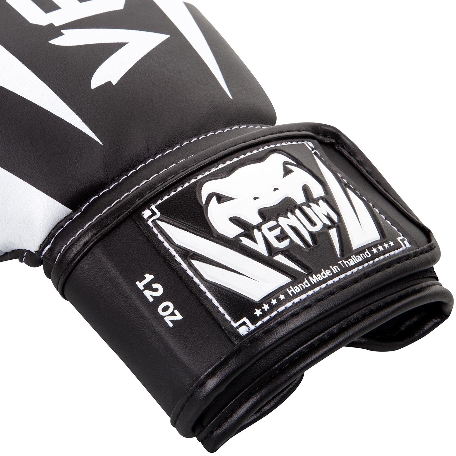 VENUM ELITE BOXING GLOVES BLACK WHITE RIGHT SIDE