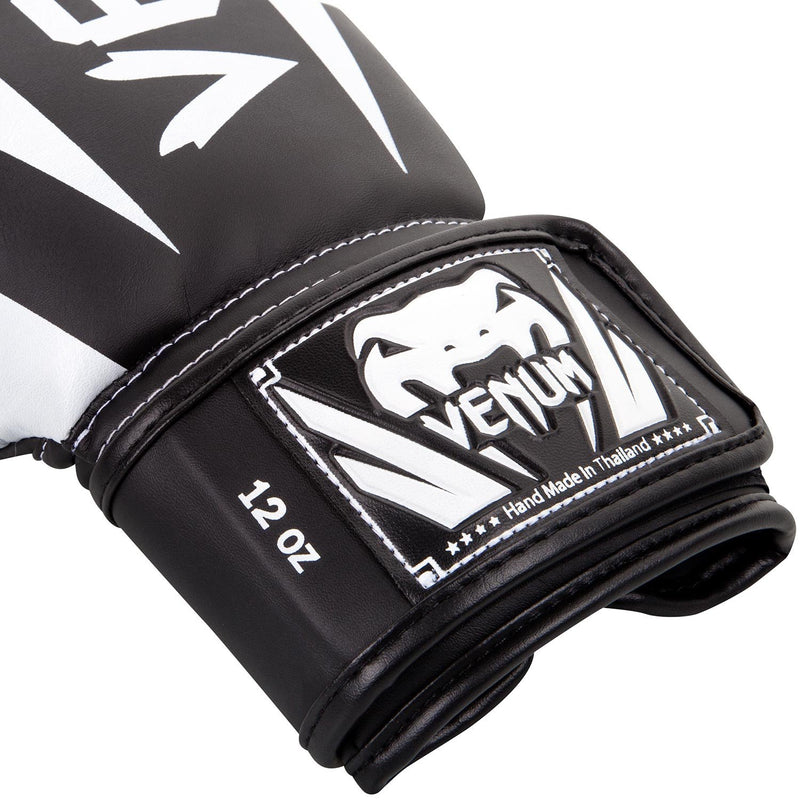 VENUM ELITE BOXING GLOVES BLACK WHITE RIGHT SIDE