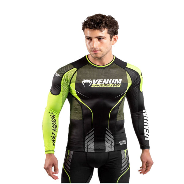 VENUM TRAINING CAMP 3.0 RASHGUARD LONG SLEEVES BLACK NEO YELLOW FRONT SIDE
