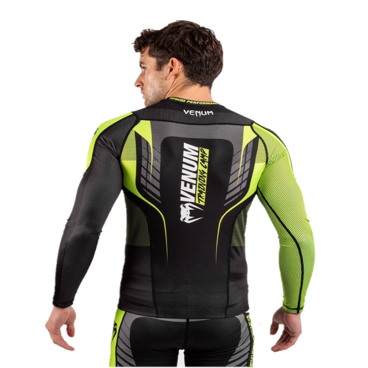 VENUM TRAINING CAMP 3.0 RASHGUARD LONG SLEEVES BLACK NEO YELLOW BACK SIDE