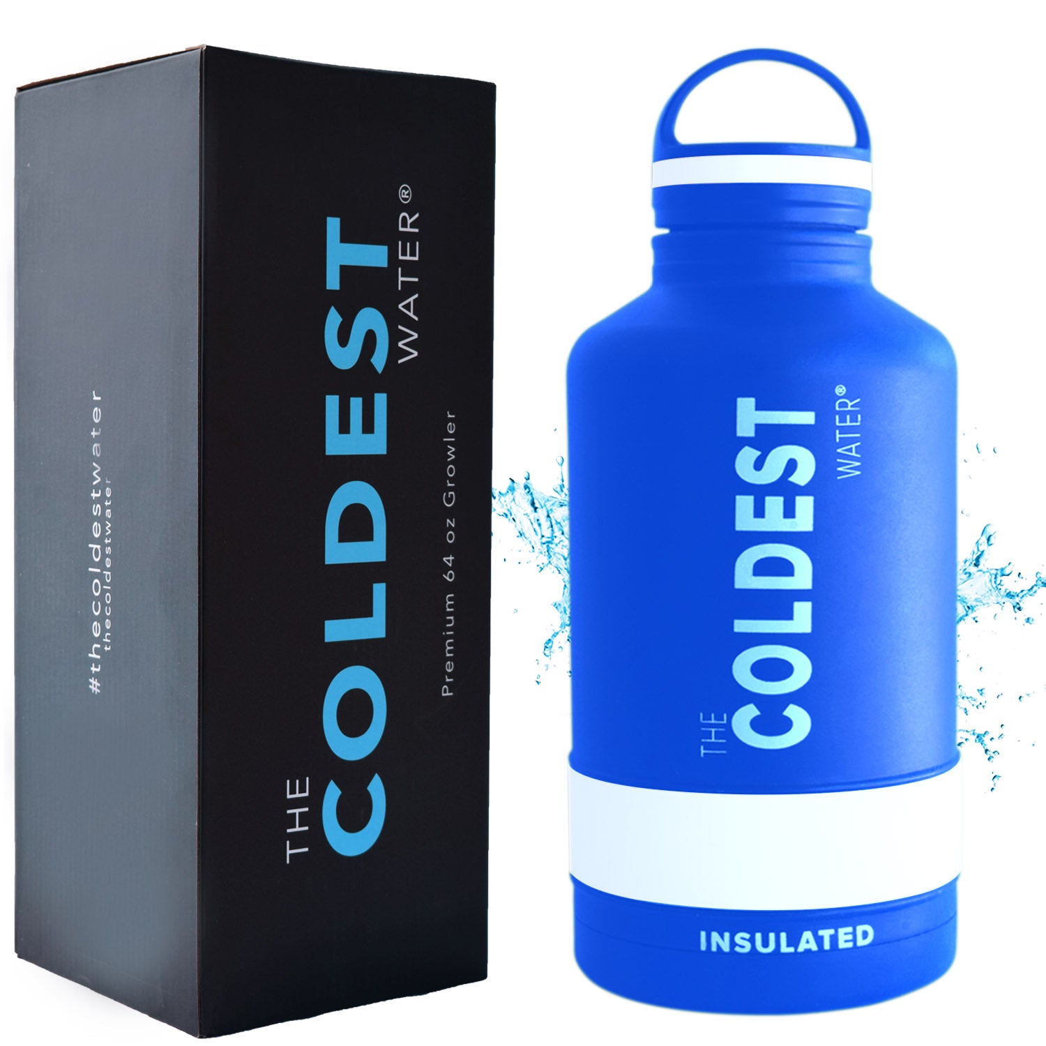 WATER BOTTLE 64 OZ SAILOR BLUE FRONT SIDE
