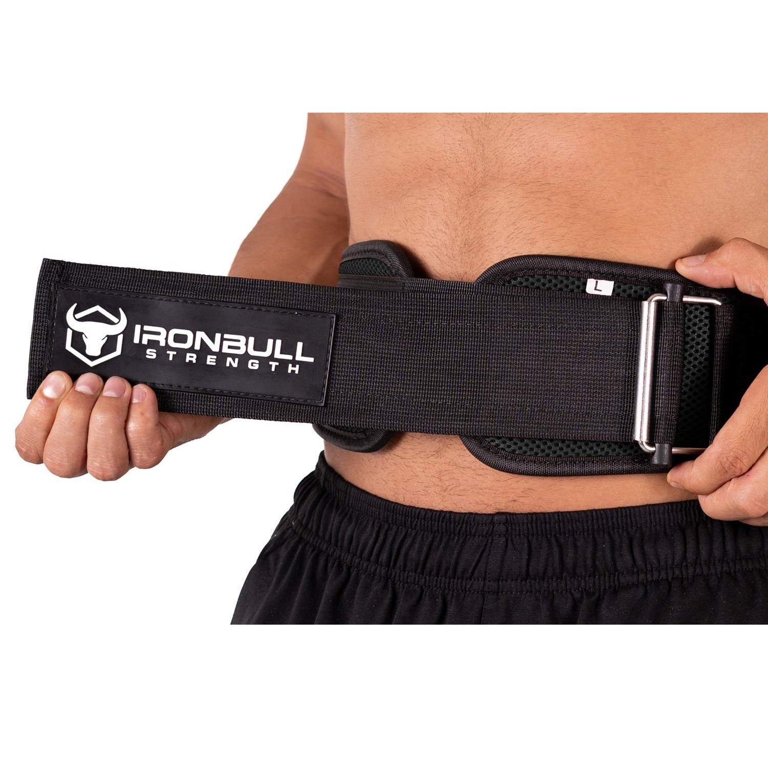 WEIGHTLIFTING BELT NYLON BLACK LEFT SIDE
