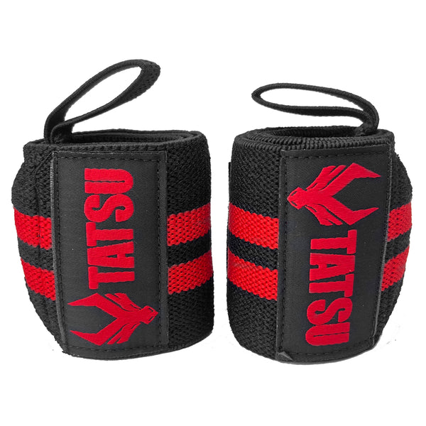 WRIST WRAPS BLACK RED FRONT SIDE